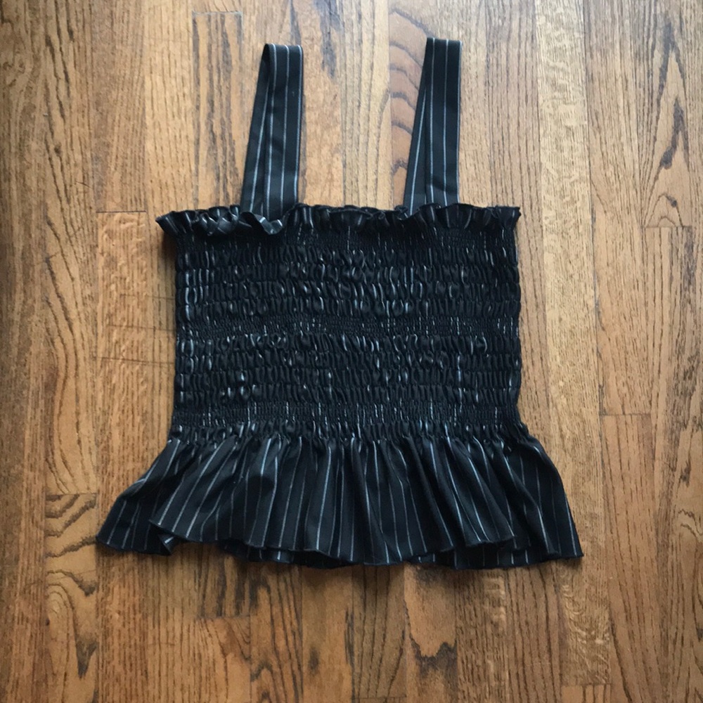 Alpha and Omega peplum scrunch top